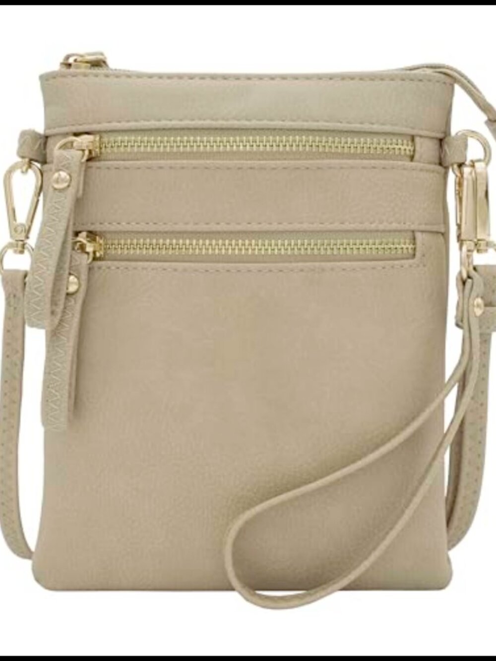 Small Crossbody Bag Multi Zip Pockets Detachable Wristlet Lightweight Travel